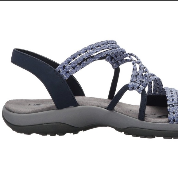 10 Skechers REGGAE slim Sandals Washable Vegan navy blue slip on water shoes - Picture 3 of 10